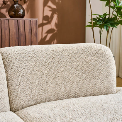 Merax 73" Curved Cloud Loveseat, Boucle Upholstered 2 Seater Sectional Sofa with Wooden Frame, Modern Curved Cloud Couch for Living Room, Cozy Leisure Couches, Easy Assembly, Beige