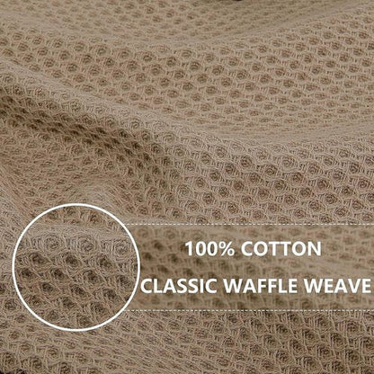 Homaxy 100% Cotton Waffle Weave Dish Towels - Ultra Soft & Absorbent, Quick Drying | 12-Pack, Tan, 13 x 28 Inches