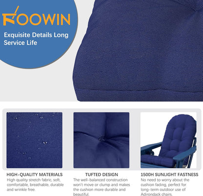 Cushion,48.520.85.5 Inches,High FOOWIN Adirondack Chair Cushion, Thickened Rocking Chair Back Patio Cushions with Ties