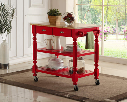 Bernards Natural Kitchen Island, red
