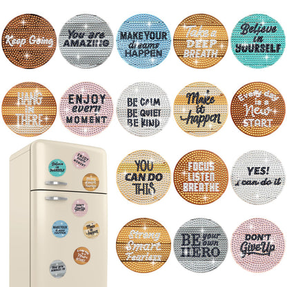 Saysurey 16 Pcs Diamond Art Magnet Kits Diamond Painting Magnets DIY for Adults Crafts Refrigerator Painting Stickers Kits for Gifts Home Decor(Inspirational)