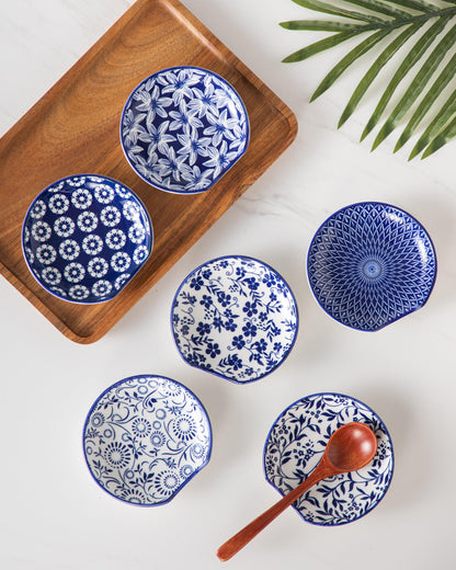 vancasso 6-Pack Ceramic Spoon Rest for Stove Top, Decorative Ceramic Cooking Spoon Holder for Kitchen Counter, 4.8 Inch Blue White Chinoiserie Floral Spoon Rest, Farmhouse Style, Heat-Resistant