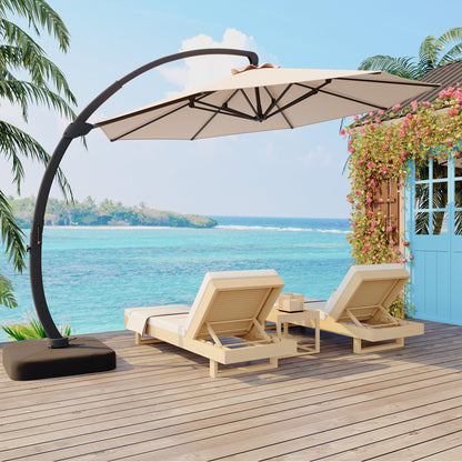 GarveeLife 11FT Cantilever Patio Umbrella With Base Included, Cantilevers Outdoor Umbrella Heavy Duty Offset, Aluminium Curved Cantilever Umbrella
