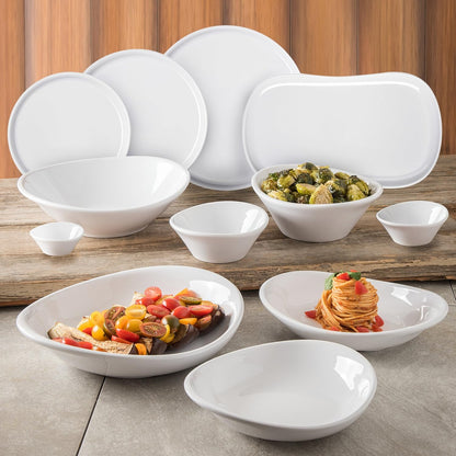 Carlisle FoodService Products Stadia Reusable Plastic Pasta Plate, Melamine, 9.5 Inches, White