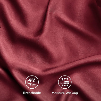 Bedsure Cooling Twin Sheets - Breathable Rayon from Bamboo, Soft & Silky, Deep Pocket Up to 16 Inches, Burgundy