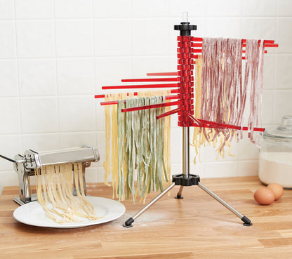 Fox Run Collapsible Pasta Drying Rack, 18.5", Red, Plastic with Rotating Arms