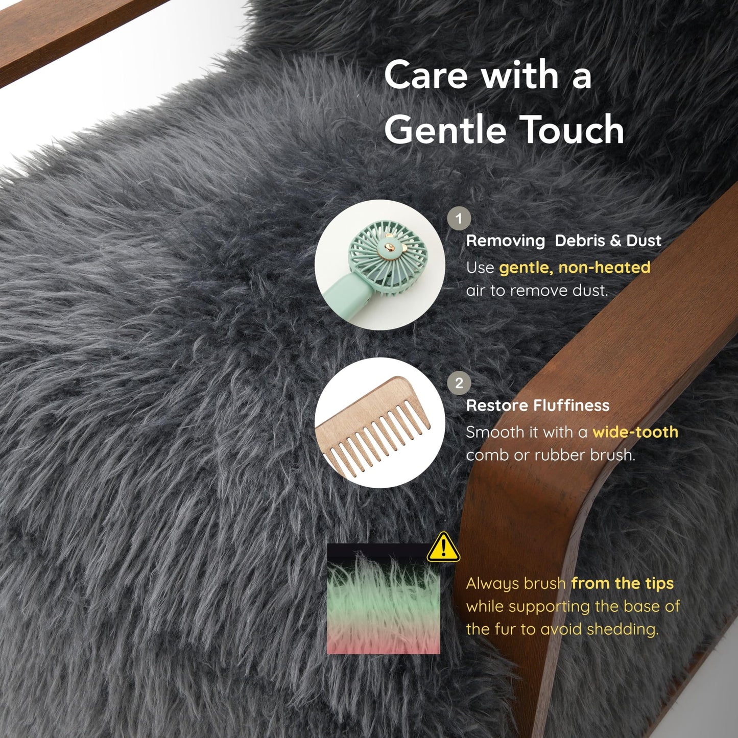 Furniture of America Ramos Modern Lounge Chair with Ultra Soft Faux Fur, Long-Haired Accent Sofa, Tight Seat and Back Single Couch, Fluffy Living Room Seating, No Assembly Needed, Charcoal Gray