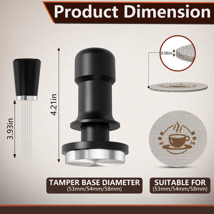 Espresso Tamper 58mm – Fits E61 Portafilter – Compatible With Rocket, Gaggia Classic, Rancilio Silvia, ECM, Profitec, La Marzocco – Spring Loaded Calibrated Self Leveling Coffee Tamper Tool