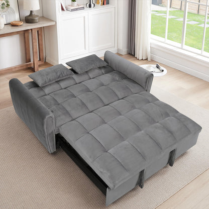 KEIKI 65" 3-in-1 Convertible Sofa Bed, Foldable Futon Couch with Adjustable Backrest & Pillows, Modern Velvet Sleeper Sofa for Living Room, Apartment, Small Space Furniture, Compact Guest Bed
