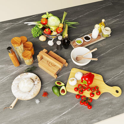 Wooden Tortilla Press, Mexican Tortillera Presser Made from Natural Bamboo Wood with Recipes eBook (Square 6")