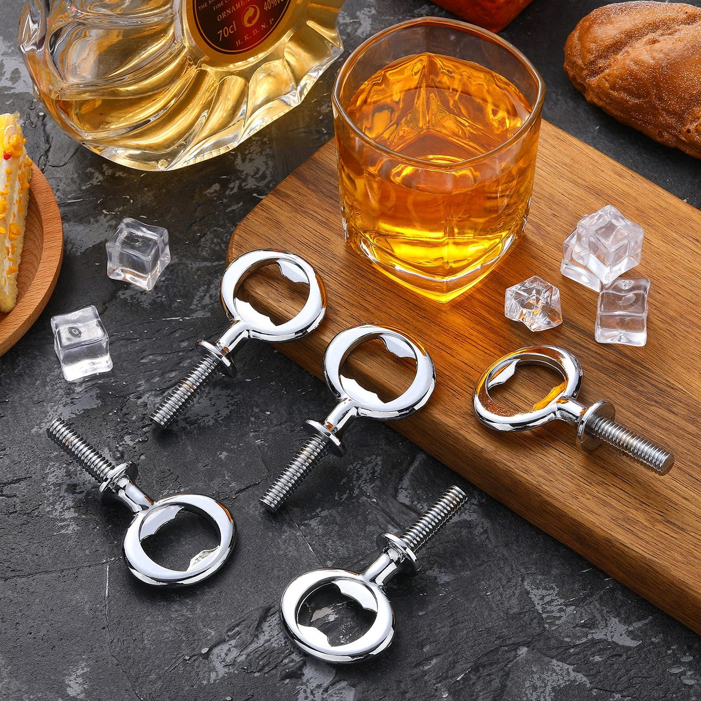Cunhill 30 Pcs Metal Bottle Opener Blank Bulk Bottle Opener Inserts Parts Pieces Kit for Wood Craft DIY Project Turning Threaded Beer Hardware Turning Wedding Wine Party Ot Month (Silver)