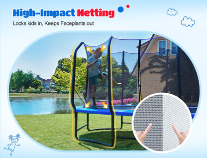 ORCC Oval Trampoline for Kids, 10x16FT Outdoor Trampoline with Safety Net - Recreational Gymnastics Trampolin, 1200LBS Capacity, Heavy-Duty Galvanized Steel Frame Yard Trampolines