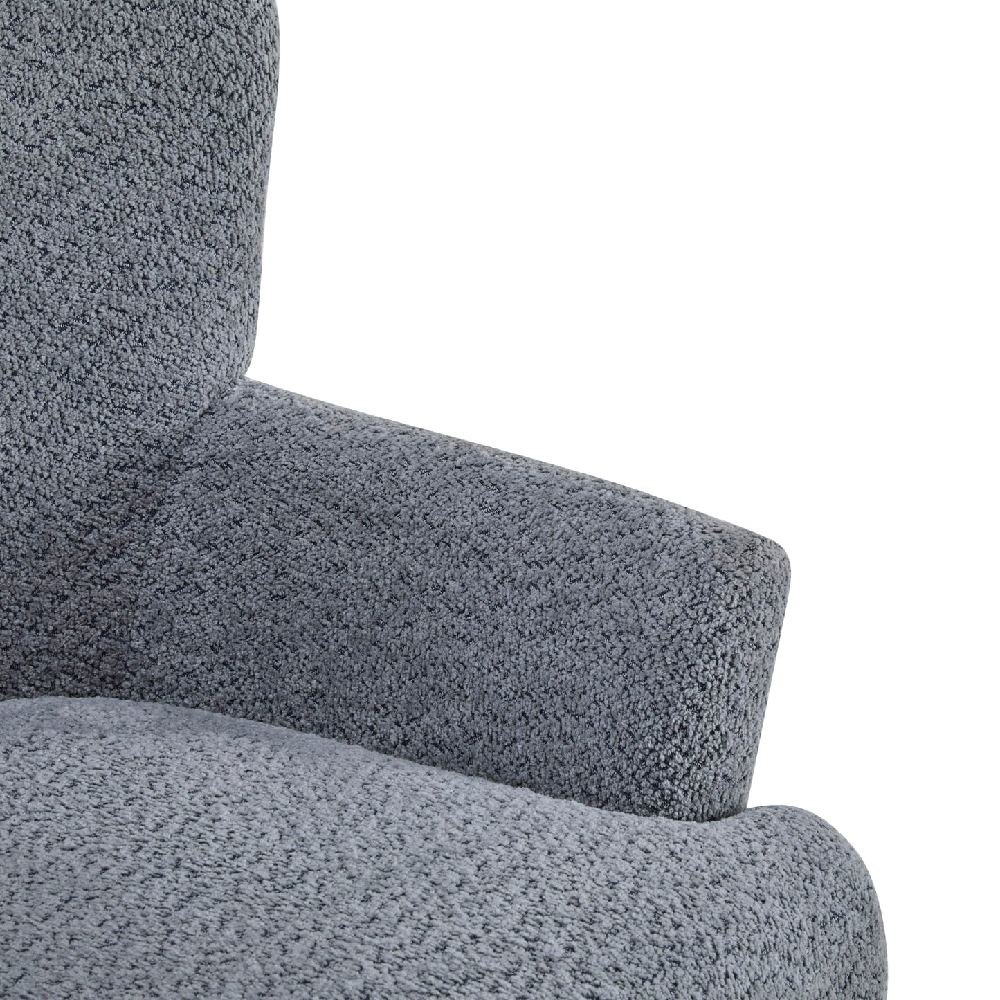 Merax Boucle Club Chair and Ottoman Set, Upholstered Accent Armchair with Ottoman, Modern Barrel Lounge Chair Set with Birch Wood Legs for Living Room Bedroom Office, Dusty Blue