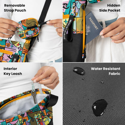 Sherpani Sadie, Nylon Crossbody Bag, Lightweight Shoulder Bag, Travel Cross Body, Crossbody Purse for Women, RFID Protection, Removable Coin Purse, Travel Gift (Chromatic Classic)