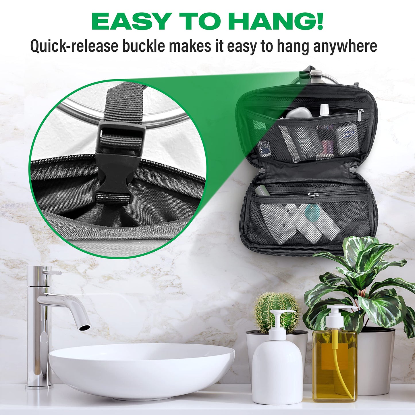 COR Surf Carry On Travel Backpack Bundle | Island Hopper Travel Backpack with Toiletry Bag and Compression Packing Cube Set (34L 2.0, Black with Green Zipper)