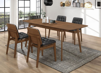 Coaster Home Furnishings - Redbridge - Wood - 5-Piece Mid-Century Modern Dining Set with 75-Inch Rectangular Expandable Table & Armless Tufted Chairs - Dining Room - Natural Walnut - 106591-S5K