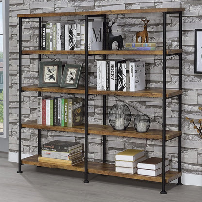 5-Tier Bookcase - Stylish Display Shelf for Home Decor & Books - Weathered Gray 4 Tier/Nutmeg & Black