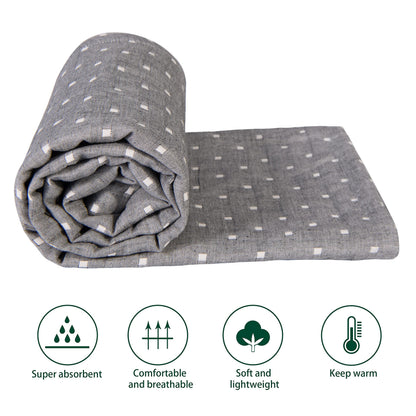 NTBAY 3 Layer Toddler Blanket, Muslin Cotton Jacquard Bed Blankets, Lightweight Thermal Baby Blanket, Super Soft and Warm Crib Blanket for All Seasons, Decoration Gift, 45"x60", Grey Dot
