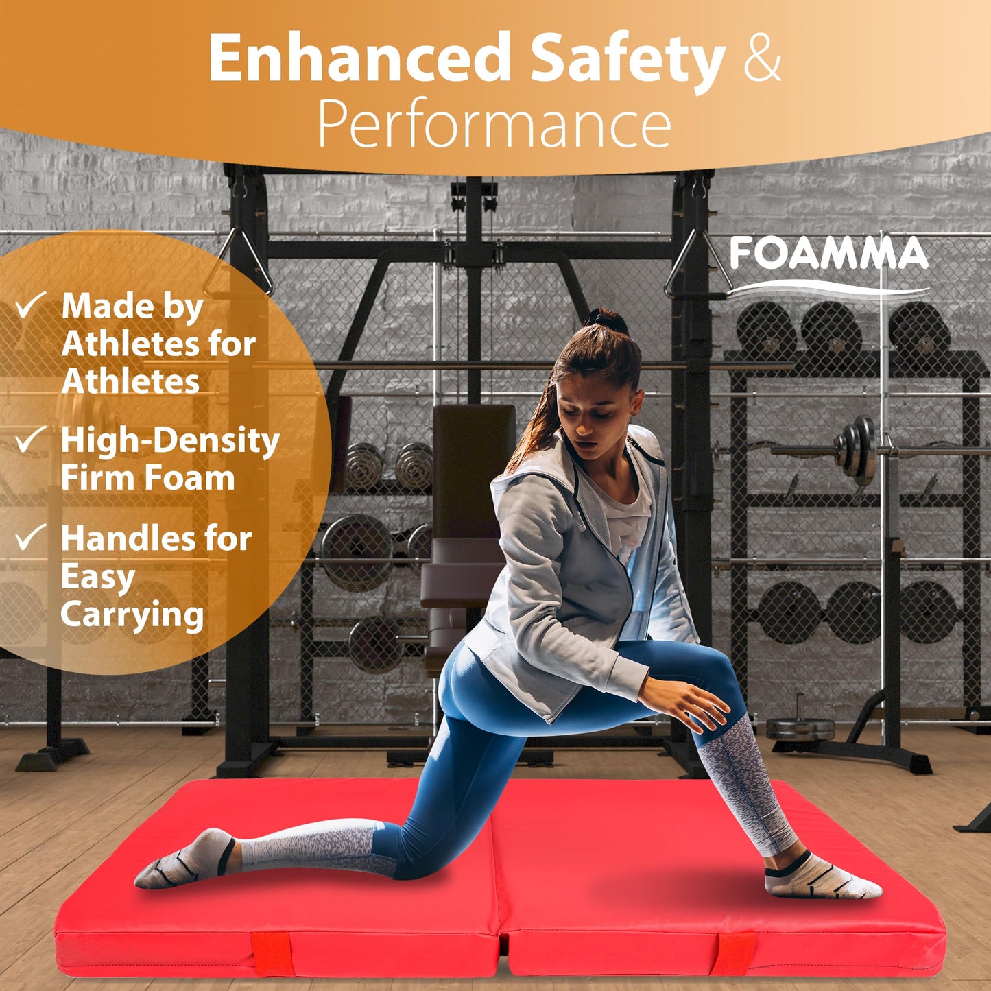 Foamma Gymnastics Mat for Kids & Adults, 4" Thick, 4 ft x 6 ft, Red – High-Density Landing Mat with Waterproof Cover, Ideal for Tumbling, Wrestling & Gymnastics Equipment for Indoor/Outdoor Use