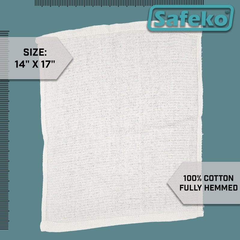 SAFEKO Cotton Terry Towels – 100% Cotton, 14” x 17”, Super Absorbent & Machine Washable – 24 Pack