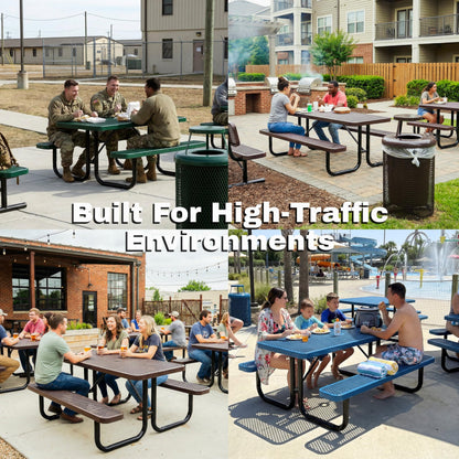 6' Rectangular Heavy-Duty Expanded Metal Brown Picnic Table