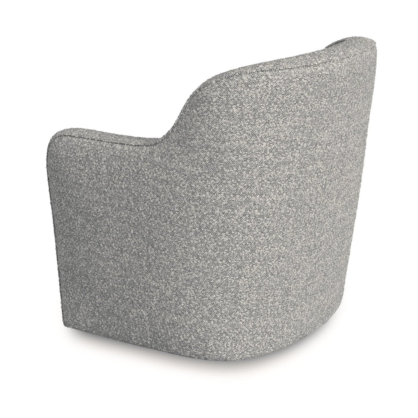 Homepop Home Décor Upholstered 360° Barrel Back Swivel Chair | Accent Chairs for Living Room & Bedroom | Decorative Home Furniture, White Boucle with Gray Yarn