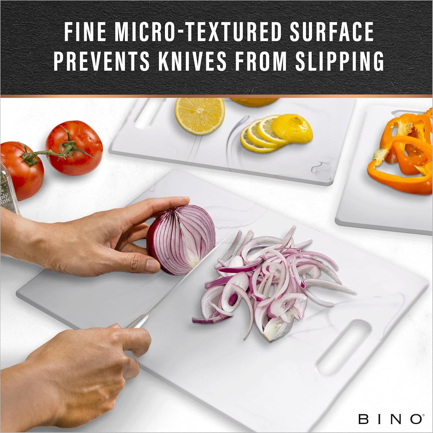 BINO 3-Piece Cutting Board Set, BPA-Free Plastic, Durable, Multipurpose, Dual-Sided, Dishwasher Safe