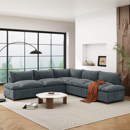 Christopher Knight Home Neora 5 Seater Sectional Sofa, L Shaped Couch, Sleeper Couch with Storage, Modular Sofa Chair, Deep Seating Chaise Lounge Sofa for Living Room Rest Room 115.50" W, Dark Gray