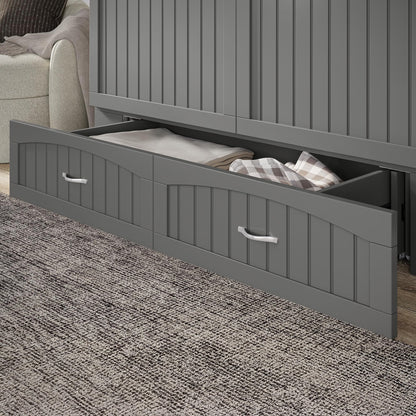 AFI, Aspen Mid-Century Modern Queen Solid Wood Murphy Bed Chest with Mattress in Grey