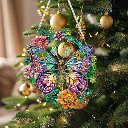 Yunzlly DIY Hanging Diamond Art Ornament Kit Butterfly, Special Crystal Double Sided Diamonds Painting Pendant for Adults, Acrylic Gem Painting Board Kit