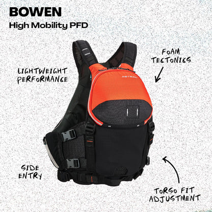 Astral Bowen Life Jacket - Lightweight USCG Type III PFD Adult Life Vest for Fishing, Touring, SUP, & Whitewater - Fire Orange - Small/Medium