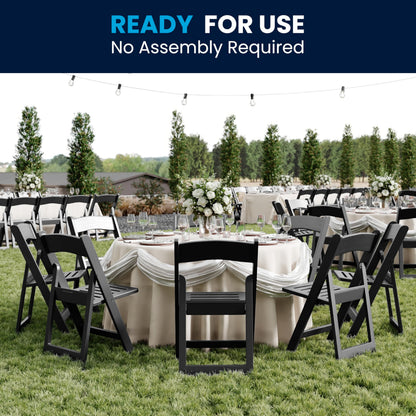 Flash Furniture Hercules Commercial Indoor/Outdoor Folding Event Chair, Wood Look, Weather-Resistant, Lightweight Design, Versatile Use, Set of 4, Black