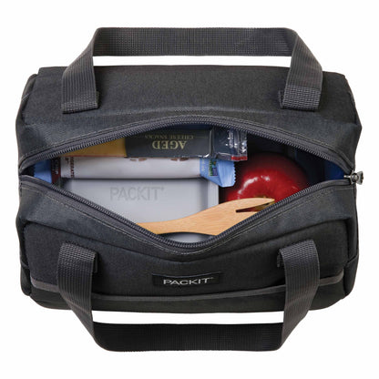 PackIt(R) Freezable Hampton Lunch Bag, City Charcoal, Built with EcoFreeze(R) Technology, Collapsible, Reusable, Zip Closure with Front Pocket and Shoulder Straps, Designed for Fresh Office Lunches
