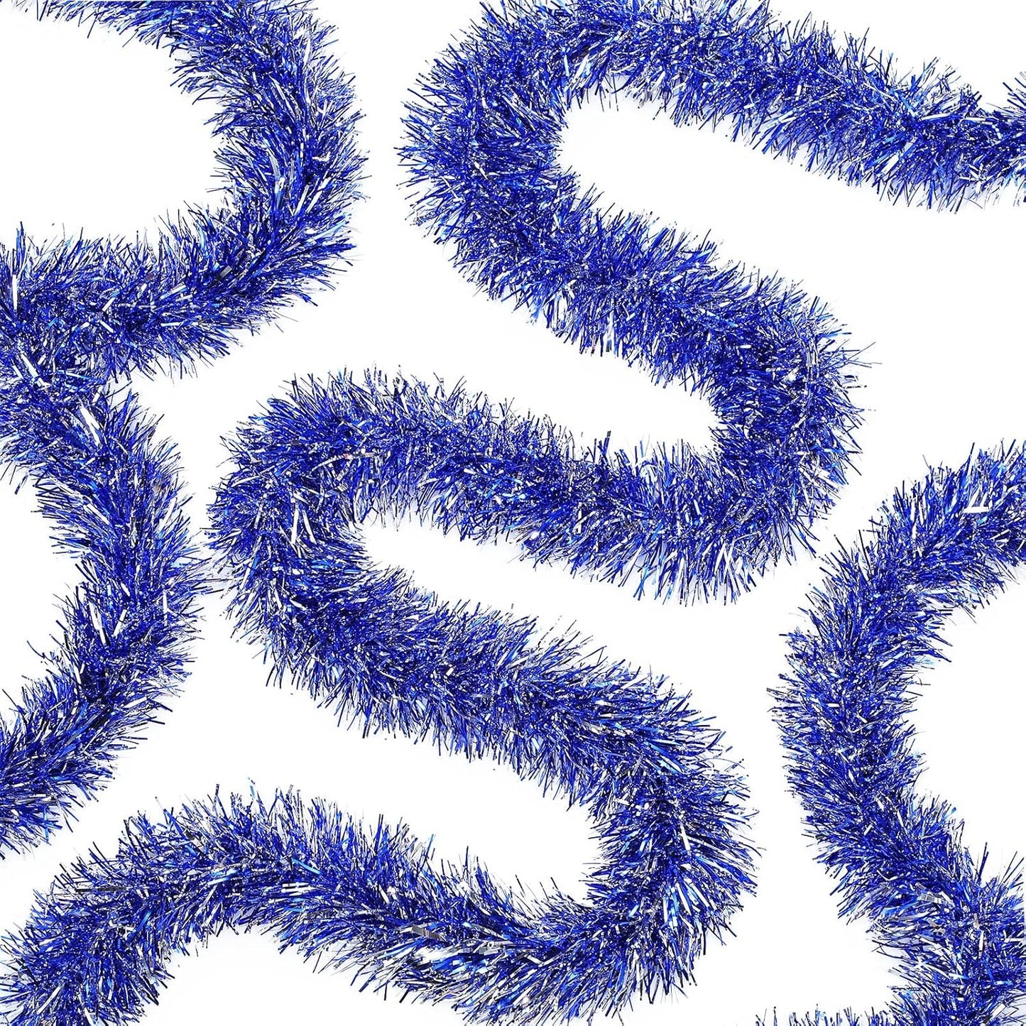WILLBOND 50 Feet Christmas Tinsel Garland, Metallic Twist Garland for Christmas Tree Decorations, Wedding Birthday