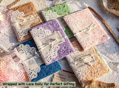 96 Sheets Textured Scrapbook Paper and Mesh Fabric Assorted Set - 6 Pack Mixed Special Paper for Scrapbooking Planner Bullet Junk Journal Supplies Mixed Media Collage Card Embellishments 3.9x5.5 Inch