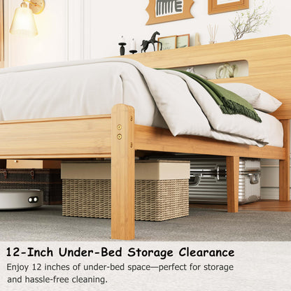 ZIYOO Bed Frame King Size with Storage 14 Inch Heavy Duty Bamboo Bed Frame No Box Spring Needed Easy Assembly No Noise