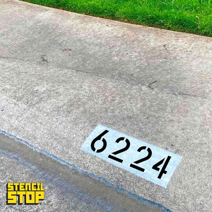 Curb Stencil Kit for Address Painting – Includes All Numbers, 4-Inch Durable & Reusable Plastic Stencils for Sidewalks, Pavement, and Industrial Use (2 of Each, Classic Font)