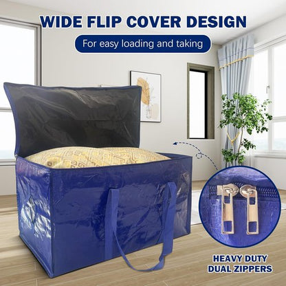 **Skiennix Extra Heavy Duty Moving Bags - Strong Zipper & Handles, 24 Gallon, Dark Blue (8 Pack)**