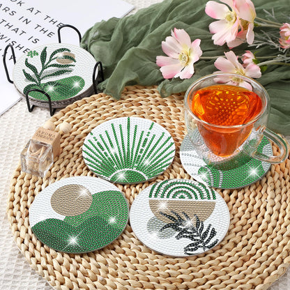 Ovveroche 8 Pcs Diamond Art Painting Coasters with Holder, Diamond Art Coasters Abstract Diamond Art Kits for Adults Beginner Craft Supplies
