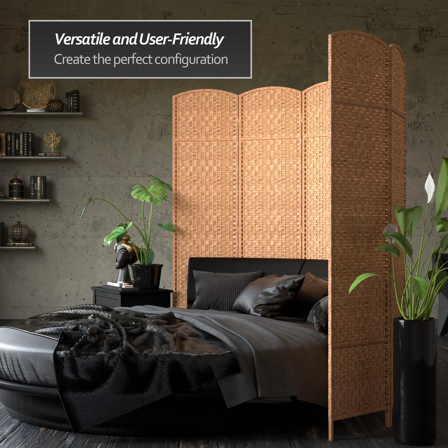 Red Lantern 7 ft. Tall Diamond Weave Room Divider - Natural - 6 Panels