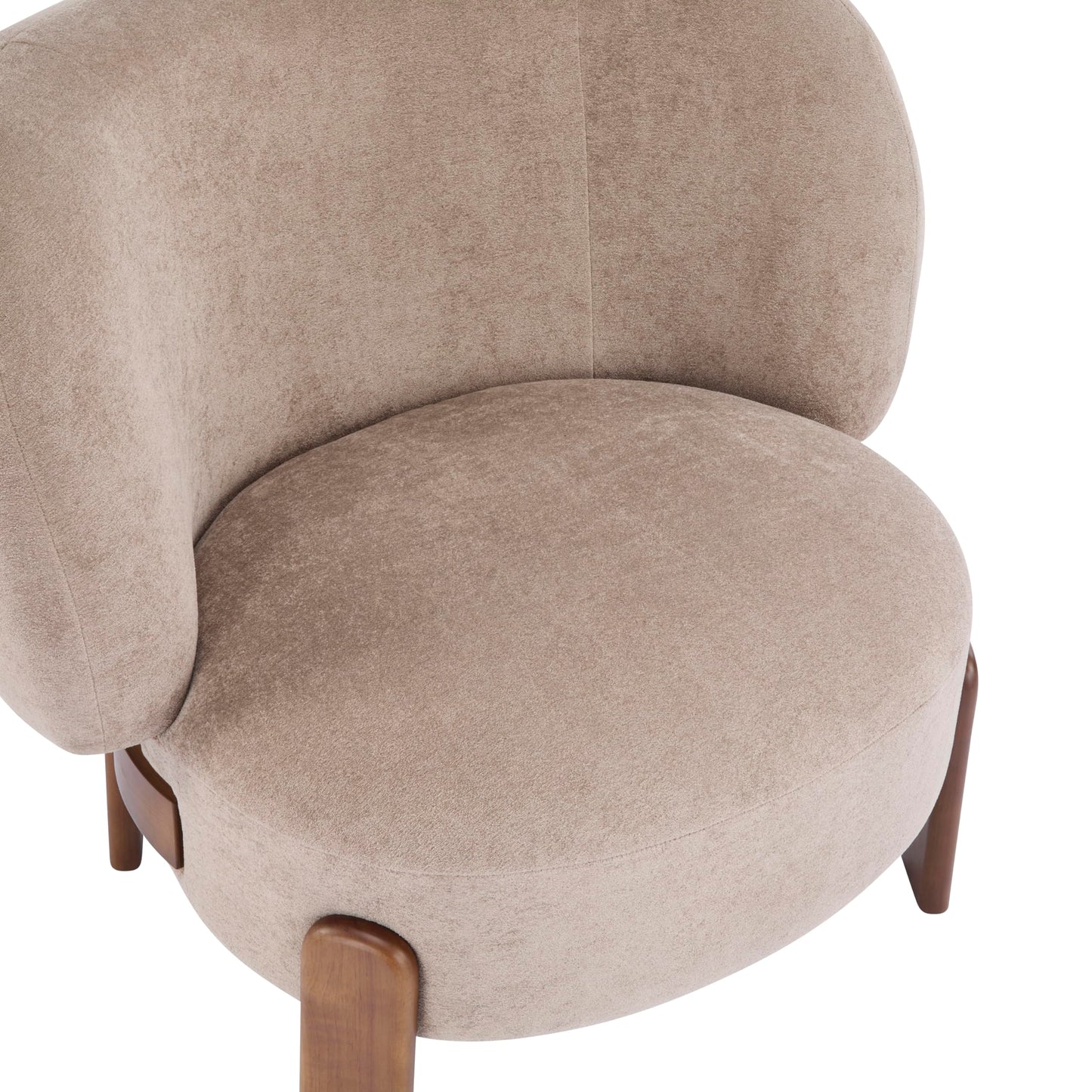 Christopher Knight Home Lily Solid Wood Wingback Accent Chair, Fabric Upholstered Club Chair, Curved Backrest Single Sofa, Comfy Reading Lounge Chair for Living Room, Soft Cushion Seating, Light Brown