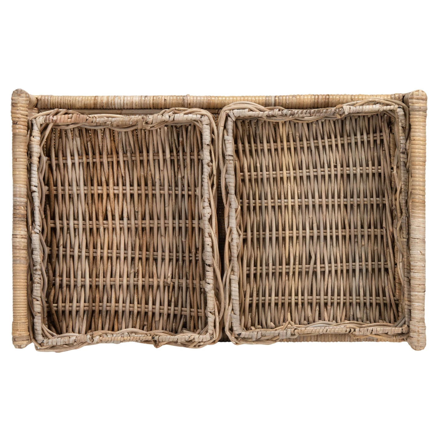 Safavieh Home Collection Ambrose BCT6500A Grey Wash and Antique Brass 2 Tier Rattan Bar Cart