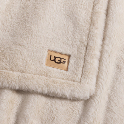 UGG Faux Fur Throw Blanket - Soft Luxury Throw for Couch, Cozy Bedroom Decor & Living Room Decor, Housewarming Gifts for Women, Beige Light Sand, 50"x70" (Marcella)