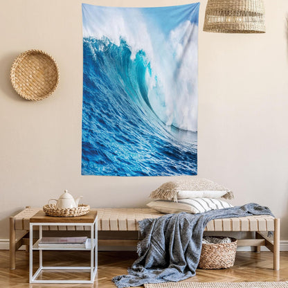 Lunarable Ocean Tapestry King Size, Sea Storm with Swirling Wave Print, Wall Hanging Bed Cover