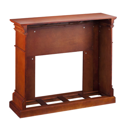 SEI Furniture - Sicilian Harvest Electric Fireplace - Mahogany - Transitional Design, Brown Glass and Wood - Ideal for Living Room, Bedroom (FE9277)