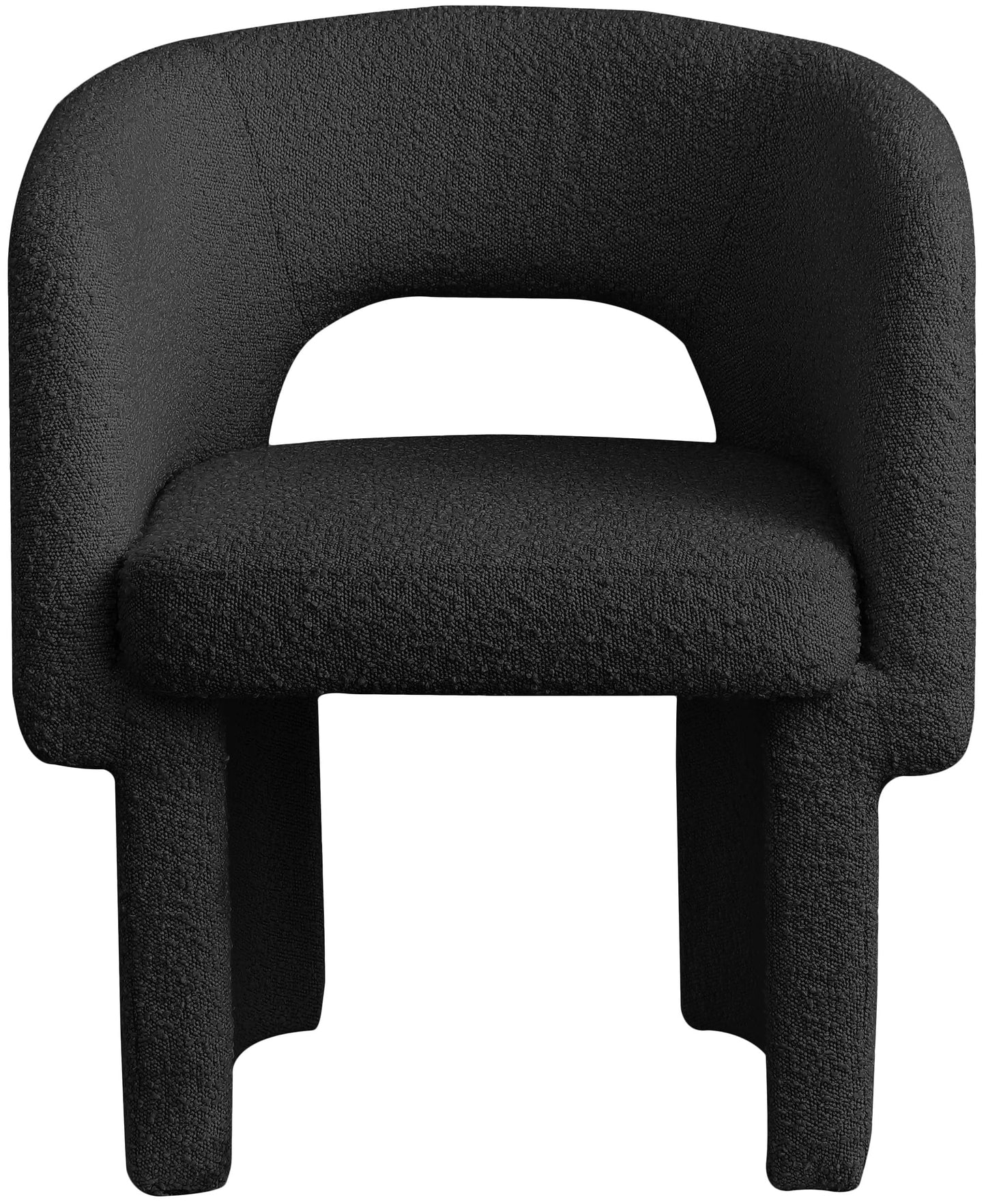 Meridian Furniture 438Black-C Emmet Collection Modern | Contemporary Dining Chair/Accent Chair with Rich Black Boucle Fabric, Steel Inner Frame, 26" W x 23.5" D x 30" H, Black
