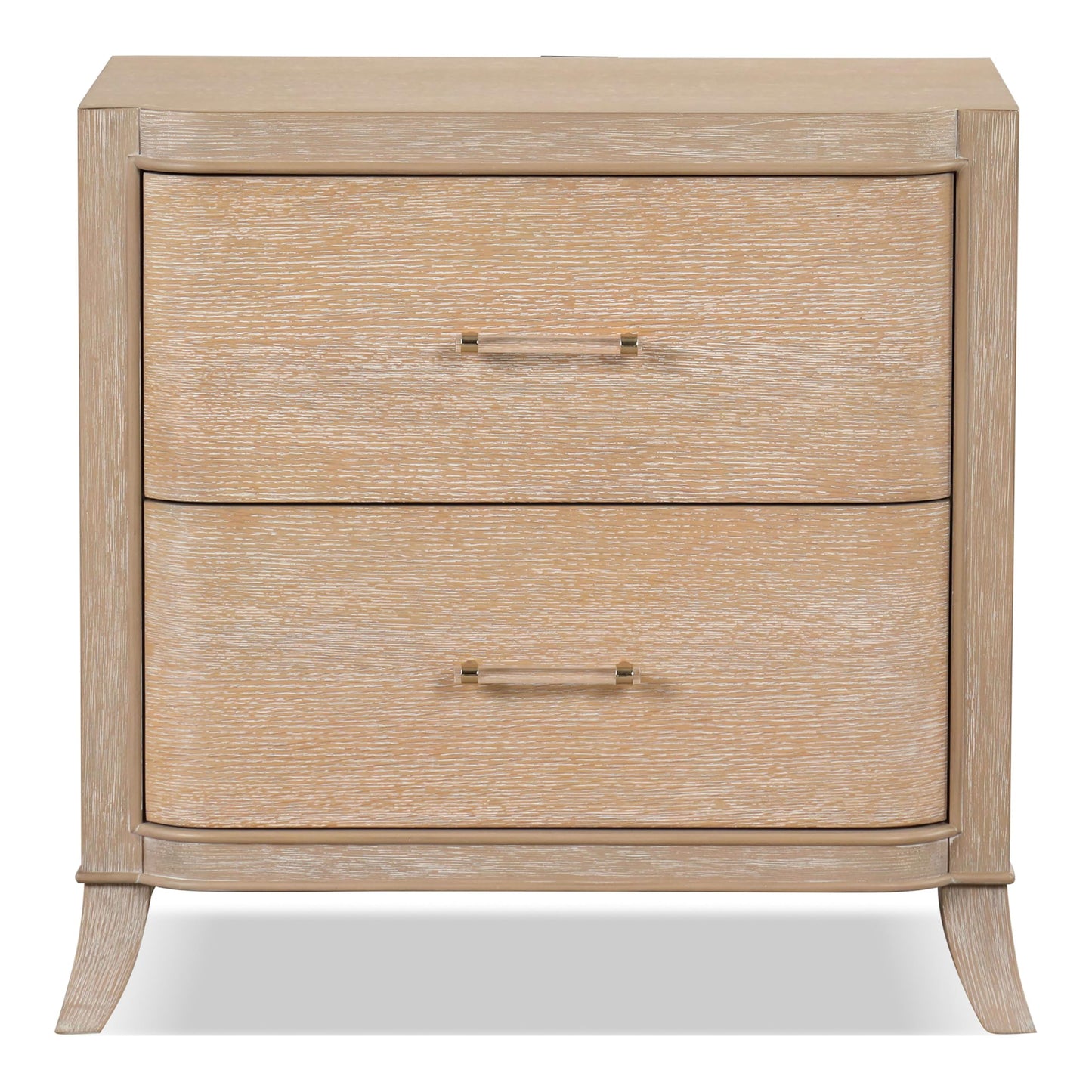 Furniture of America Saries Transitional Solid Wood 30-inch 2-Drawer Nightstand with Acrylic Hardware, Wooden Bedside Table, No Assembly for Bedroom, Guest Room, Space Saving, Natural Oak