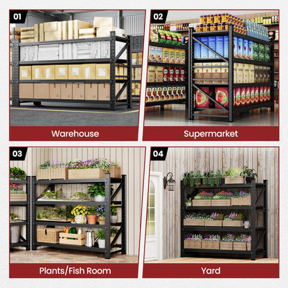 68" Wide Industrial Storage Shelves, 8000LBS Garage Shelving Heavy Duty, Standing Shelf Units, 4 Tier Metal Adjustable Storage Shelving Rack for Shop Warehouse Basement, 68'' W x 24''D x 63.5'' H