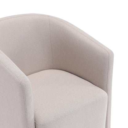 Manhattan Comfort Hearth Modern Barrel Dining Armchair, Accent Upholstered Dining Chair with Woven Fabric, Stylish Curved Back, High-Density Foam, Fully Assembled, Barley