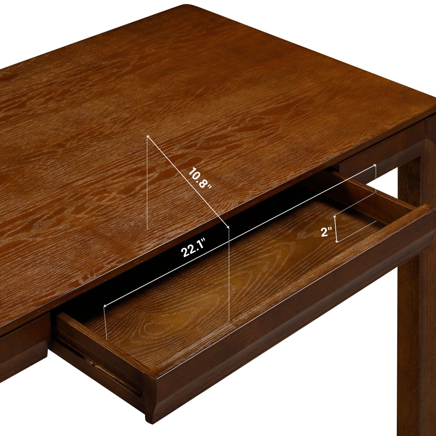 NTC Flow Modern Wooden Rectangle Desk Table with Hidden Drawer – Waterproof & Heat Resistant, Dark Walnut